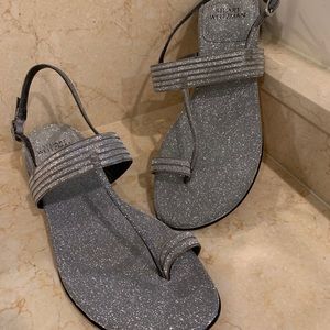 Stuart Weitzman Silver Sparkle Sandals